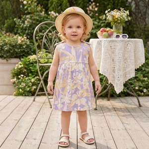 Abito Estivo per Bambine in Stile Europeo e Americano, <span class=keywords><strong>Vestito</strong></span> Principessa alla Moda, Senza Maniche, in Puro Cotone con Stampe - Product Image 1