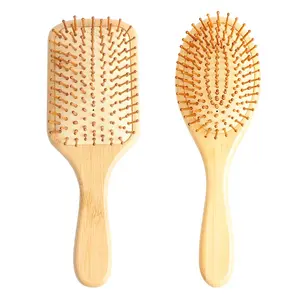 2024 New Vegan 100% Natural Bamboo Hair Brush Airbag Comb with cotton bag or box package