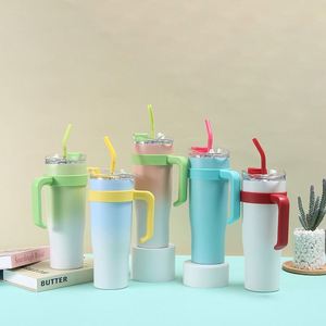 Car Ice Bully <b>Handle</b> <b>Travel</b> Tumbler 40oz Double Wall Vacuum <b>Mug</b> Lid Straw Anti-Slip OEM Custom Logo - Product Image 4