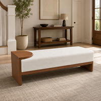 Banc somptueux en bois de chêne rembourré, base sculpturale incurvée pour chambre principale, bancs de bout de lit, divans-lits, unité de siège
