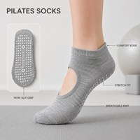 Chaussettes personnalisées brodées mignonnes en coton bambou et élasthanne, antidérapantes avec points en silicone, respirantes et à séchage rapide, idéales pour le yoga et le pilates, collection automne