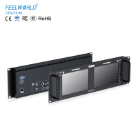 Monitor de Video FEELWORLD FRM701G para Montaje en Rack, Doble Pantalla de 7 Pulgadas, 3RU, 12G-SDI, 4K HDMI IPS, Embalaje Personalizado, Venta al Por Mayor de Fábrica OEM para Transmisión