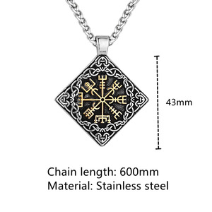 Colgante de acero inoxidable con runas vikingas nórdicas, forma de diamante, nudo celta, collar para hombre, joyería cultural - Product Image 4