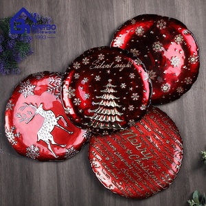 Petites assiettes décoratives en verre quantité minimale de commande faites à la main, vente en gros d'assiettes en verre blanc argenté <span class=keywords><strong>rouge</strong></span> et or de Chine pour Noël - Product Image 6