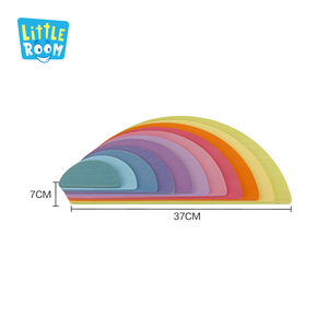 थोक लकड़ी के बड़े बिल्डिंग ब्लॉक्स बच्चों 11Pcs हल्के अर्द्ध सर्कल ब्लॉकों इमारत खिलौना इंद्रधनुष स्टेकर - Product Image 5