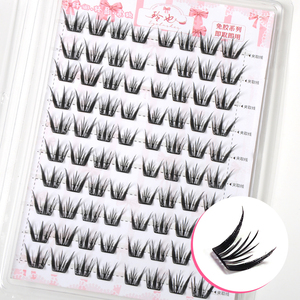 Cils segmentaires en grappe DIY de haute qualité, les plus vendus en gros - Courbure C extrêmement fine, tige noire, 9-12 mm, noir naturel. - Product Image 1