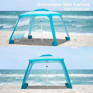 Cheap Custom Printed Beach Umbrella Outdoor Canopy Cabana Tent Stainless Steel Poles Shelter Canopy With Shade Wall Curtain