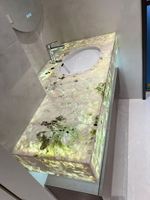 Dalles de granit translucide Alpinus rétroéclairées, panneaux muraux, granit Alpinus blanc crème de qualité supérieure, style moderne, luxe, pour meuble-lavabo