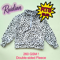 Sweat-shirt en polaire à imprimé dessin animé pour enfants RTS, 260 GSM, double face, en peluche, pull à demi-zip, livraison rapide, haut d'hiver pour enfants