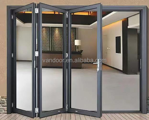 Porte pliante en aluminium avec verre, portes patio bi-pliantes pour maisons, extérieur moderne, porte d'entrée à rupture <span class=keywords><strong>de</strong></span> pont thermique, porte <span class=keywords><strong>de</strong></span> <span class=keywords><strong>salle</strong></span> <span class=keywords><strong>de</strong></span> <span class=keywords><strong>bain</strong></span>, porte commerciale - Product Image 1