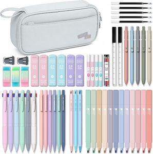 Estuche de Lápices Four Candies con 56 Artículos Escolares, Juego de Papelería Rosa, 6 Bolígrafos Multicolor, 12 Resaltadores Pastel, 5 Bolígrafos de Gel - Product Image 5