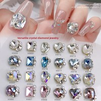 Cœur oblique rectangulaire ultra-brillant, finition pavé de cristaux, nail art de luxe pré-dessiné, best-seller des influenceurs