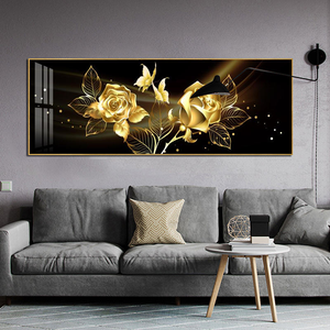 Moderno soggiorno camera da letto decorazione astratta farfalla fiore rosa oro nero cristallo porcellana nordico arte della parete pittura decorativa - Product Image 6