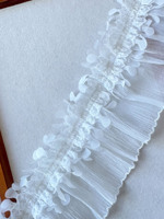 Dentelle en mousseline personnalisée avec volants plissés et perles pour ourlets et poignets de robes de mariée, accessoires pour femmes