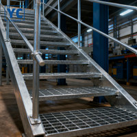 Escalier flottant droit durable de style industriel avec garde-corps en métal, escalier en acier extérieur
