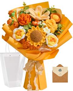 <span class=keywords><strong>Ramo</strong></span> Floral de Crochet Hecho a Mano y Personalizado con <span class=keywords><strong>Rosas</strong></span> Artificiales, Perfecto para Eventos Festivos, Regalos o Decoración del Hogar - Product Image 6