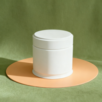 Boîte en étain hermétique de qualité alimentaire blanche 60*60mm 30g 40g avec logo personnalisé et couvercle à vis pour le stockage du thé matcha, du café, récipient réutilisable