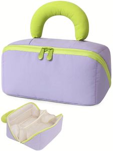 Waterproof Toiletry <b>Bag</b> Wide Open Portable Pouch Travel <b>Makeup</b> <b>Bag</b>, Cosmetic <b>Bags</b> <b>with</b> <b>Compartments</b> and Handle - Product Image 5