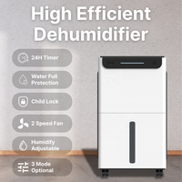 Déshumidificateur à compresseur HASHONE 12L pour usage domestique avec panneau de commande tactile, écran LED, déshumidificateur d'air électrique pour la maison