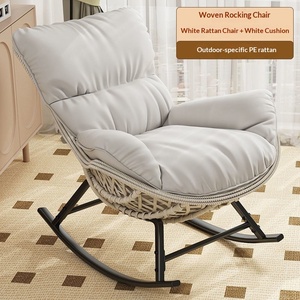 <b>Rattan</b> Woven Lobster Rocking Chair Vintage Thickened Recliner Lazy Leisure <b>Sofa</b> For Balcony Courtyard Living Room Relaxation - Product Image 5