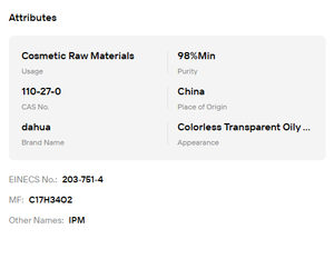 Miristato de isopropilo de grado cosmético IPM 98% Materia prima líquida para cosméticos y productos de cuidado personal - Product Image 6