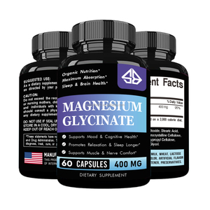 Capsules de glycinate de magnésium OEM 400 mg pour adultes – Soutien du sommeil et des muscles – 60 unités - Product Image 2