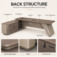 Bureau de direction moderne de luxe en bois, grand poste de travail avec tiroirs de rangement pour projet de bureau haut de gamme