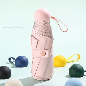 Parasol de poche super compact de haute qualité avec logo personnalisé imprimé, pliable en 5 sections, avec étui de transport - Product Image 3
