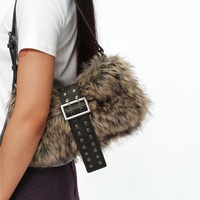 Sac à main de luxe Zeyu en fausse fourrure, style Y2K, avec fermeture éclair, pour femme, toutes saisons, sac porté épaule, doublure en coton écologique