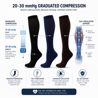 Chaussettes de compression de couleur unie unisexe, chaussettes de sport élastiques à pression sur le mollet pour la course à pied et le cyclisme en plein air