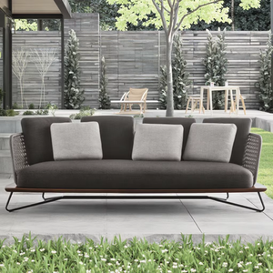 Juego de sofás de cuerda para jardín, estante de acero inoxidable, muebles de exterior, 3 plazas, sofá de aluminio blanco para exteriores, Salón gris, envío gratis - Product Image 2