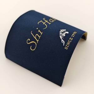 Tùy chỉnh cao cấp gấp dệt nhãn thêu vải nhãn cho quần áo may mặc Hoodies xuống áo khoác - Product Image 3