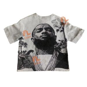 Neues Design Sommer Herren bekleidung Tapisserie Rundhals ausschnitt Herren Kurzarm T-Shirts Jacquard Woven Tapisserie Shirts für Herren - Product Image 1