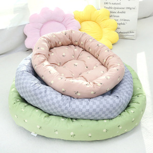 Cat <b>Bed</b> Round Oval Dimple Polyester Fiber Fill Soft Comfortable Pet Sleeping Mat For Cat Four Seasons Use - Product Image 3