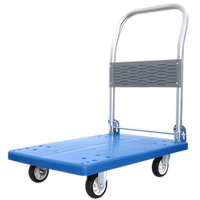 Carretilla de Plataforma de Cuatro Ruedas de Plástico y Aluminio Resistente para Exteriores, Ruedas de 4 Pulgadas, Capacidad de Carga de 500 kg, Postes Metálicos, Herramientas OEM