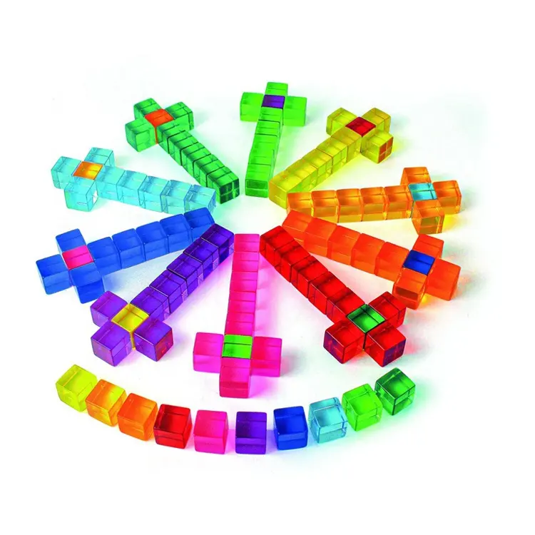 Stapeln von quadratischen Acryl-Edelstein würfeln Benutzer definierte Lucite-Bausteine Spielset Spielzeug Pädagogische bunte Acryl-Baustein-Sets