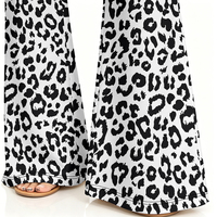 Großhandel Damen High-Waist Flare Yoga-Hosen Retro Schneeleoparden-Druck Schlaghosen Schwarz-Weiß Gepardenmuster Leggings