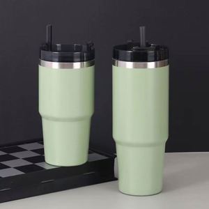 Gobelet de voyage pour voiture 20oz 30oz, tasse isotherme à double paroi avec couvercle, paille et base antidérapante pour les trajets routiers - Product Image 4