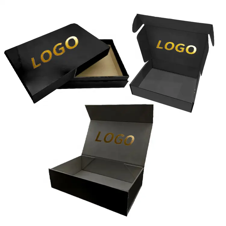 Recyclable de haute qualité logo personnalisé grande boîte de papier noir profond boîtes de luxe pour l'emballage boîte à vêtements
