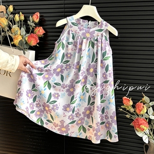Vestido sin mangas para niñas Vestido de princesa de verano para bebés Vestido sin tirantes floral de moda para niños - Product Image 2