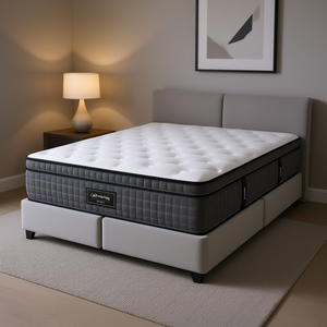 Base letto matrimoniale king size in velluto con box spring, moderna, imbottita, morbida, grigia - Product Image 2