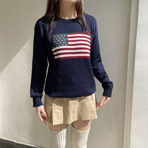 เสื้อไหมพรมลายธงชาติสไตล์อังกฤษสำหรับฤดูใบไม้ร่วงและฤดูหนาว ผลิตจากโพลีเอสเตอร์ 100% แขนยาว คอกลม สวมใส่สบายๆ สไตล์สตรีทแวร์ - Product Image 5