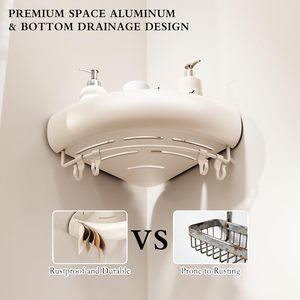 Estante de almacenamiento para baño con ventosa para lavabo, cesta de esquina para baño, sin perforaciones, estante de almacenamiento triangular para esquina de ducha - Product Image 5