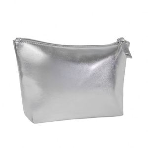 Bolsa de Aseo de Alta Calidad, Brillante, Plateada, Organizador de Cosméticos, Impermeable, de Cuero PU Suave, con Logotipo Personalizado - Product Image 4
