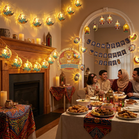 Guirlandes lumineuses en forme d'étoile, de lune et d'arbre pour l'Aïd, le Ramadan, la rentrée scolaire, décoration intérieure, Moubarak