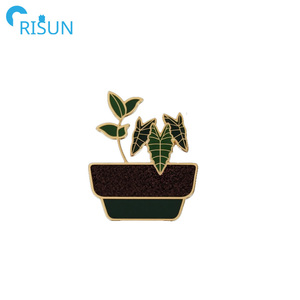 Fabricación Linda planta Kawaii Alocasia hoja esmalte Pin logotipo personalizado suave esmalte duro solapa Pin botánico jardinería insignia broche - Product Image 3