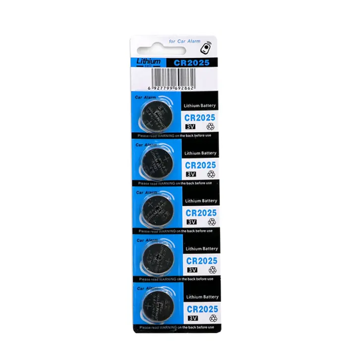Hot selling 5 pack CR2025 3V Lithium cell Button Battery selling for Watch Battery