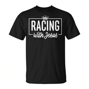 T-shirt Racing With Jesus Christian Racer noir unisexe taille adulte - Product Image 2