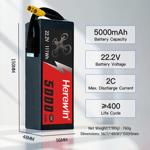 Batteria LiPo HEREWIN 6S 22.2V 5000mAh 100C con Connettore XT60 per Droni FPV, Aerei e Elicotteri - Product Image 2