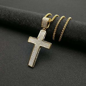 yunnique <b>Cross</b> Pendant Necklace Stainless Steel Pave Setting Rhinestone Unisex Gift Jewelry - Product Image 2